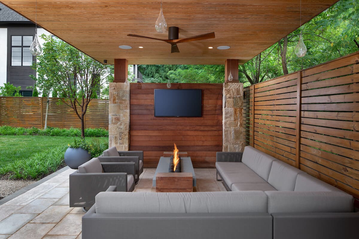 ultra modern style shelter with fire table 