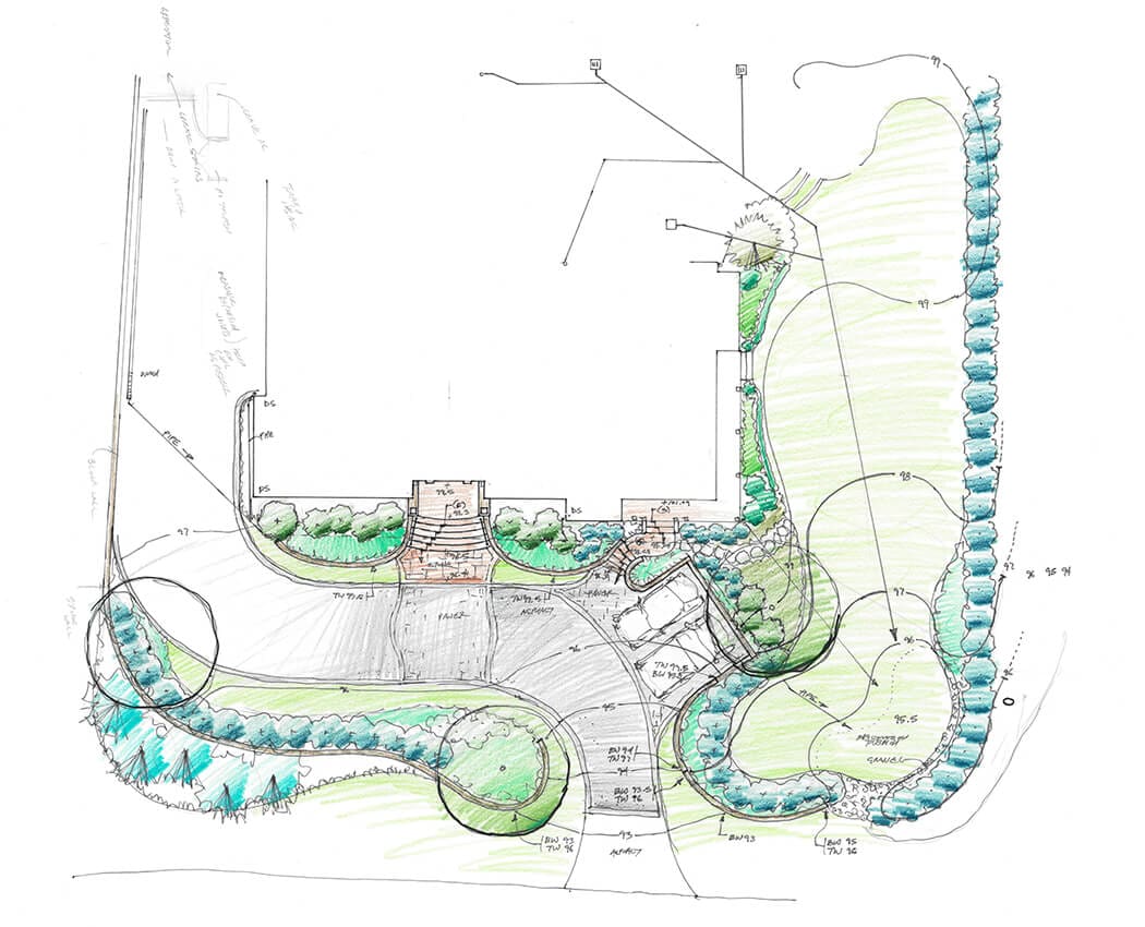 rendering of landscape drainage plan